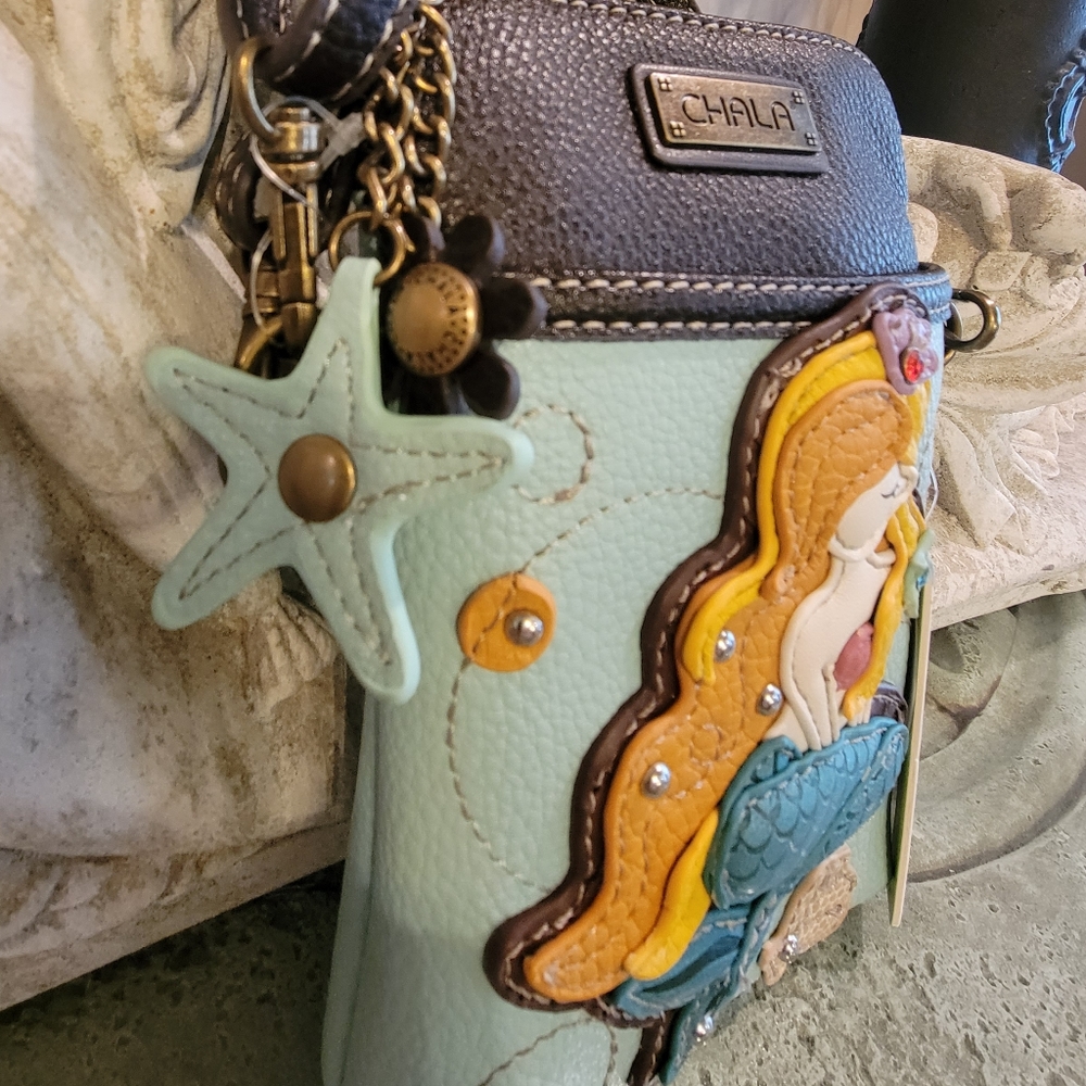Chala Mermaid Convertable Crossbody cell phone wallet. Top D - Picture 5 of 10